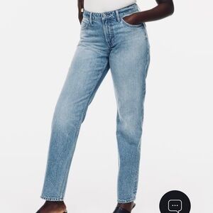 H&M L.O.G.G. sz 14 faded med. blue wiskered mid rise stretch straight leg Jeans